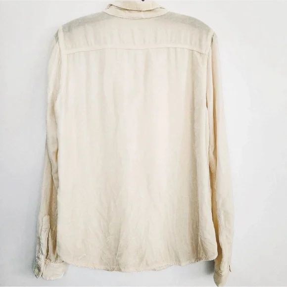 CP Shades Velvet Button Up Long Sleeve Shirt Vanilla Cream M - Picture 2 of 5